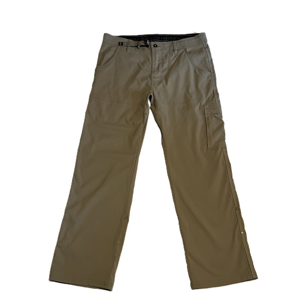 prAna Men's Stretch Zion Pants V1 Khaki Brown Hiking Cargo M4ST30116 Tag size 34